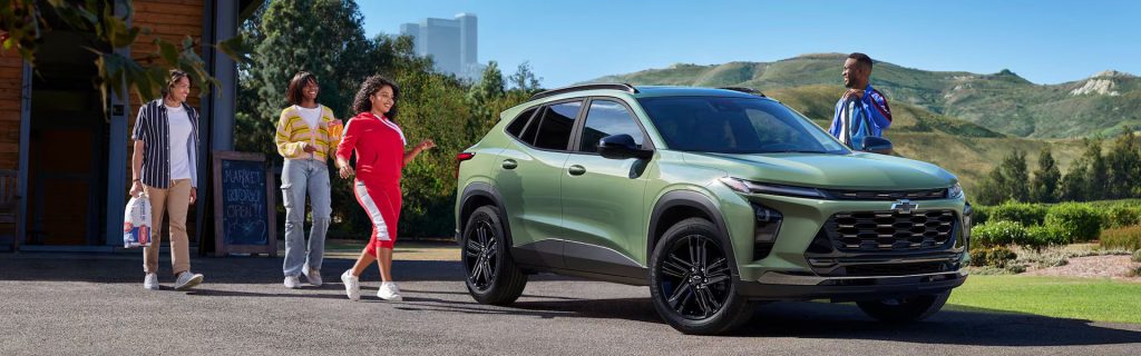 2026 Chevrolet Trax showcasing wonderful exterior and surrounded by friends going out.