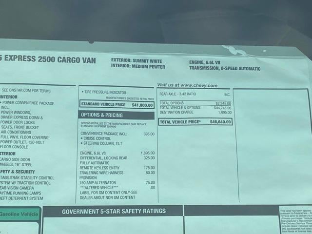 2025 Chevrolet Express Cargo 2500 Base