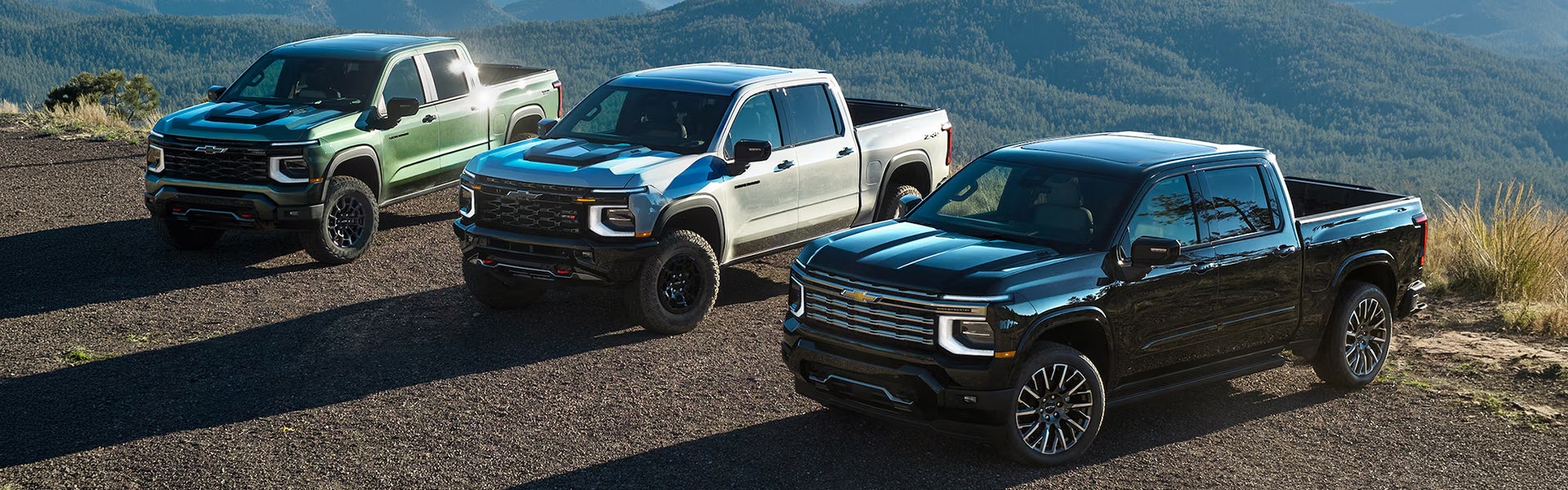 2027 Silverado 1500 lined up on the cliff ofmountain.