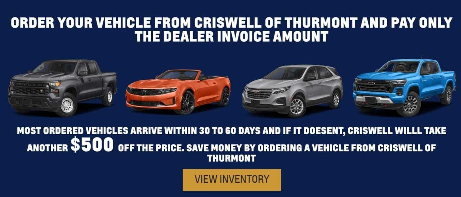 Order Your Vehicle at Criswell Chevrolet of Thurmont in Thurmont MD