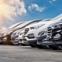 new cars lined up in lot